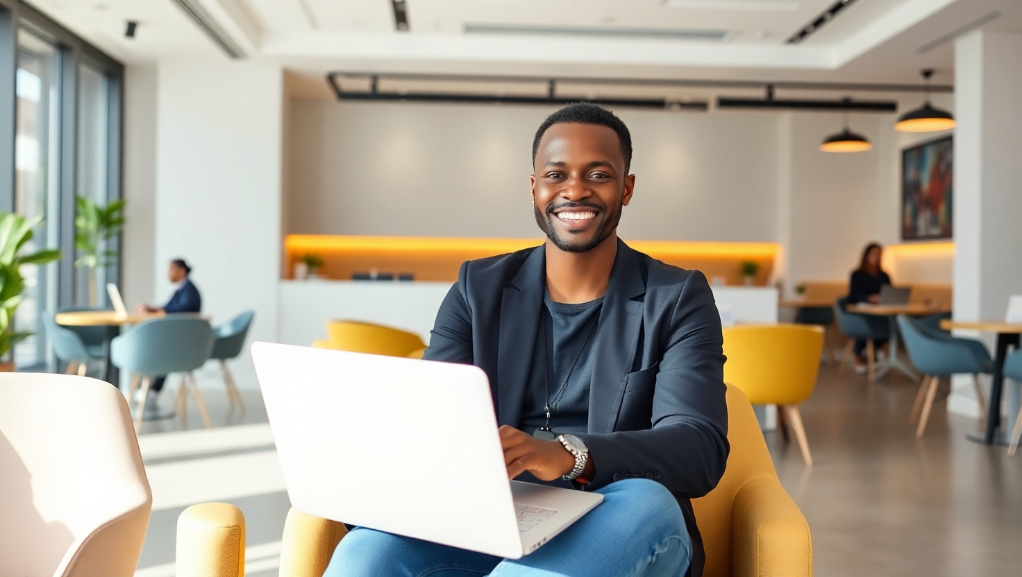 Freelance professional working on laptop